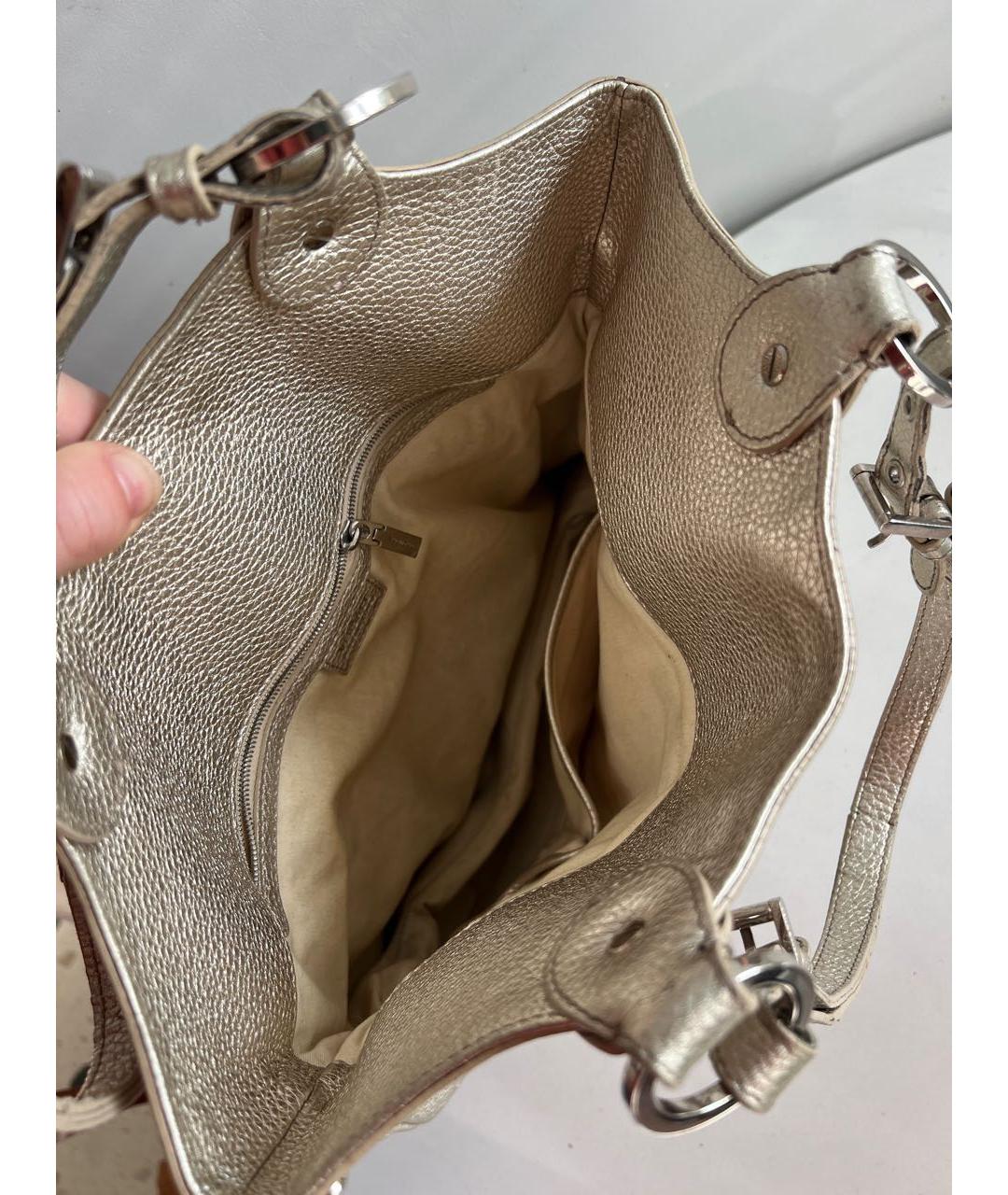 VERSACE Золотая кожаная сумка с короткими ручками, фото 6