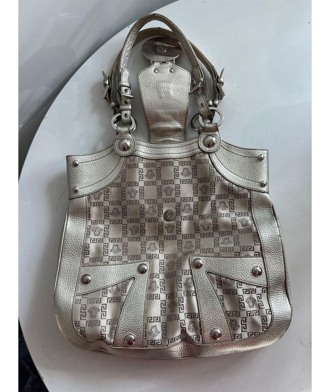 VERSACE Золотая кожаная сумка с короткими ручками, фото 3