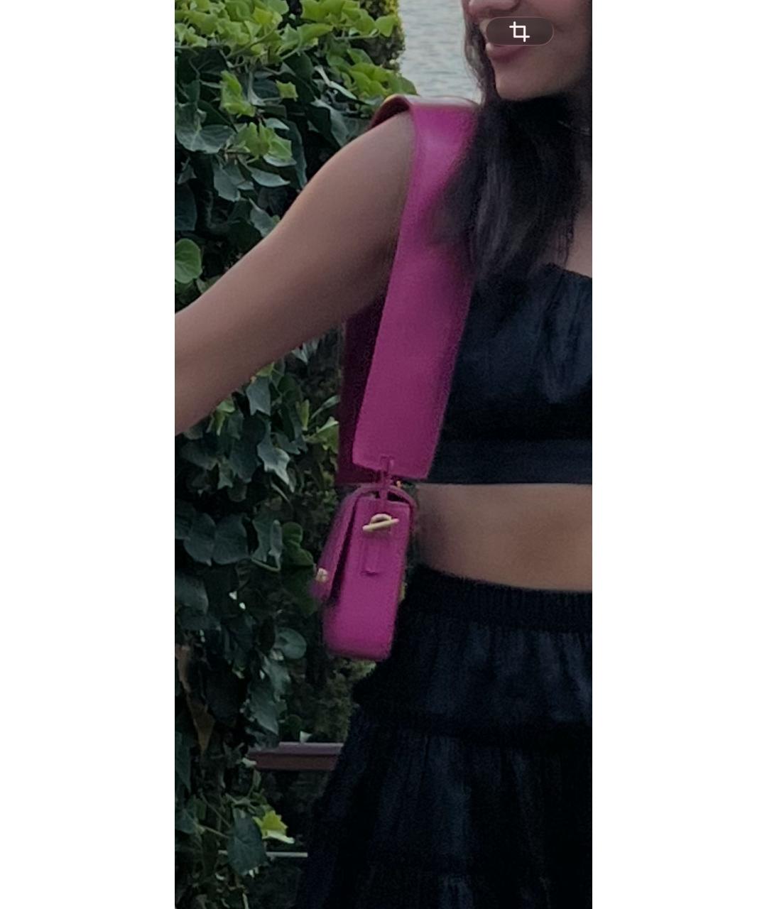 JACQUEMUS Фуксия кожаная сумка через плечо, фото 5