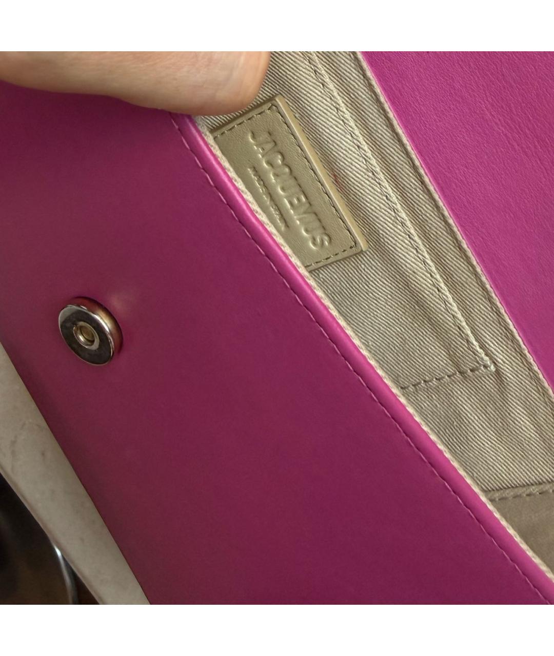 JACQUEMUS Фуксия кожаная сумка через плечо, фото 4