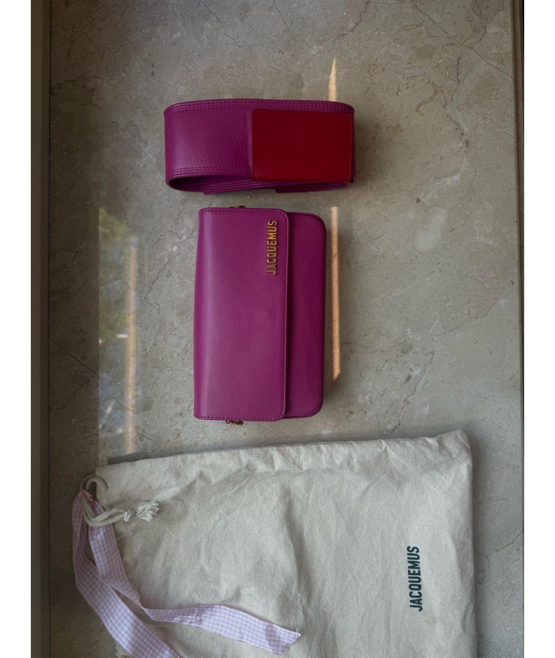JACQUEMUS Фуксия кожаная сумка через плечо, фото 7
