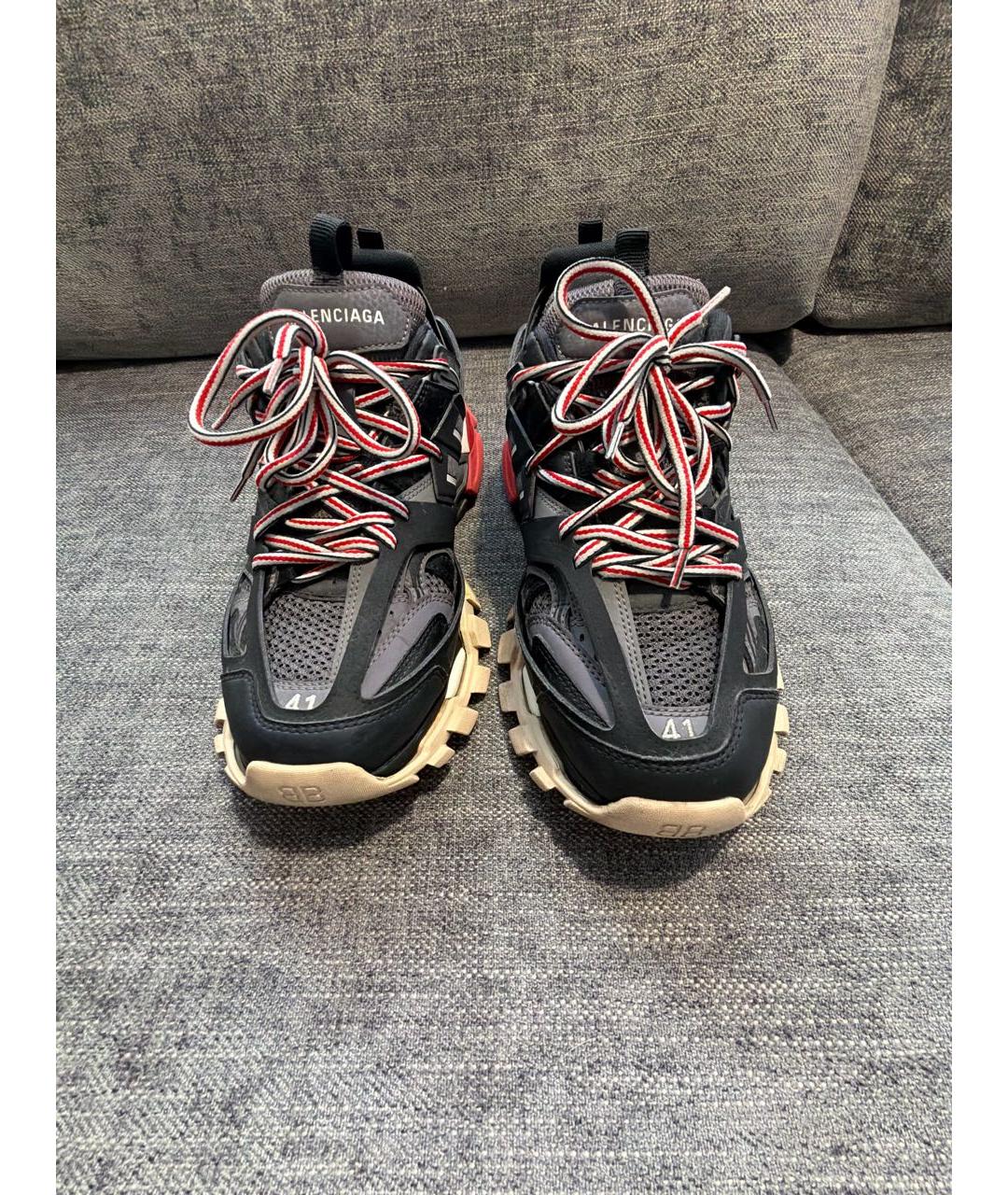 BALENCIAGA Темно-синие текстильные высокие кроссовки / кеды, фото 2