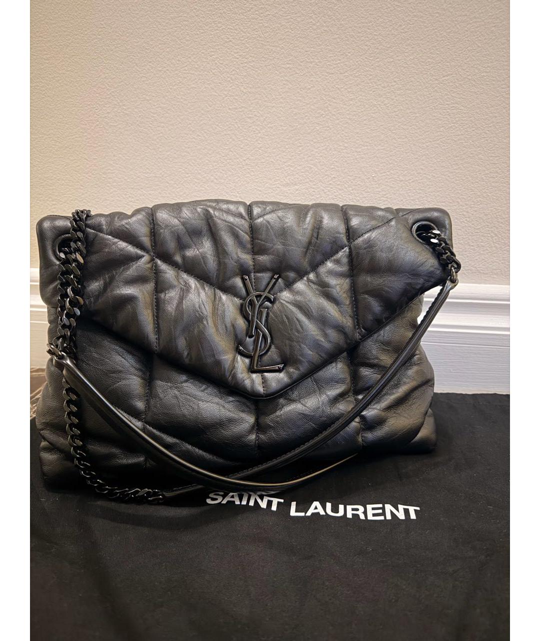 SAINT LAURENT Черная кожаная сумка через плечо, фото 5