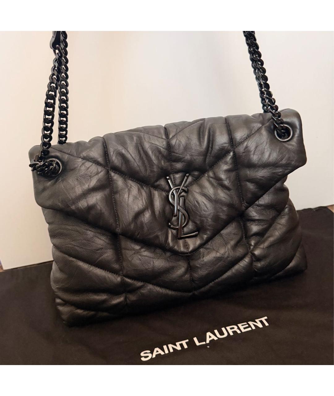 SAINT LAURENT Черная кожаная сумка через плечо, фото 2