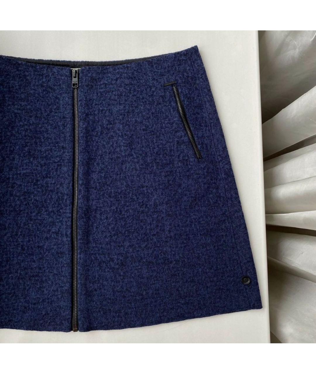 CALVIN KLEIN JEANS Синяя полиэстеровая юбка мини, фото 2