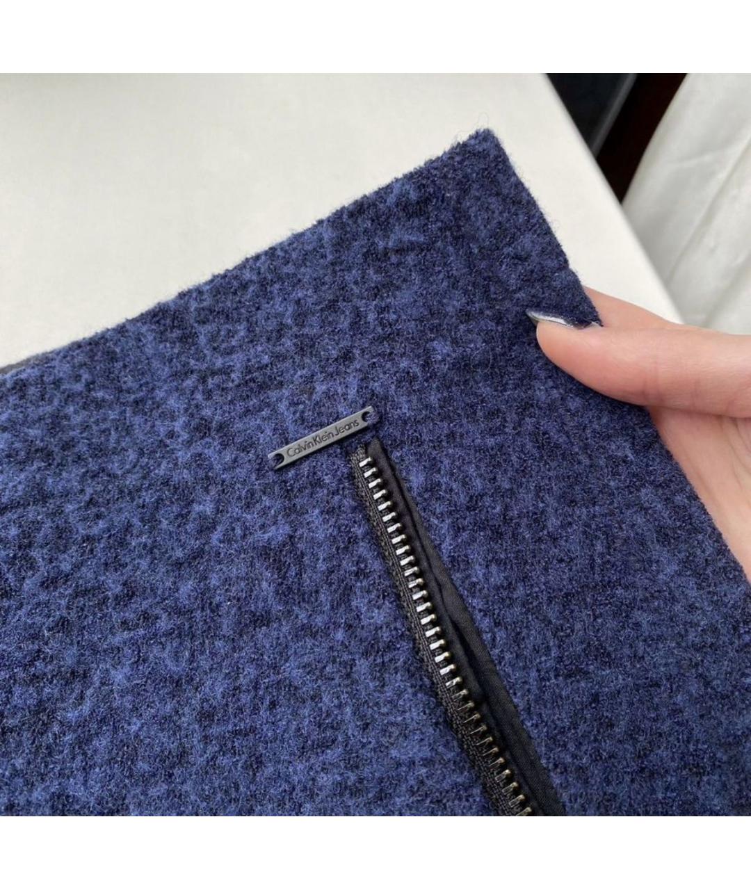 CALVIN KLEIN JEANS Синяя полиэстеровая юбка мини, фото 6