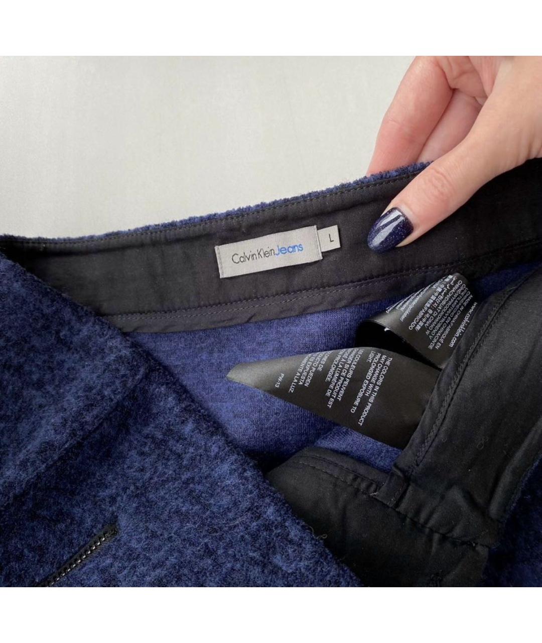 CALVIN KLEIN JEANS Синяя полиэстеровая юбка мини, фото 4