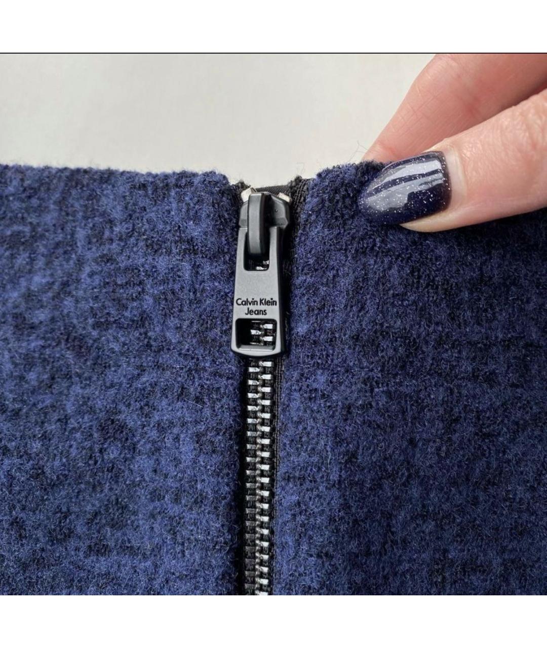 CALVIN KLEIN JEANS Синяя полиэстеровая юбка мини, фото 3