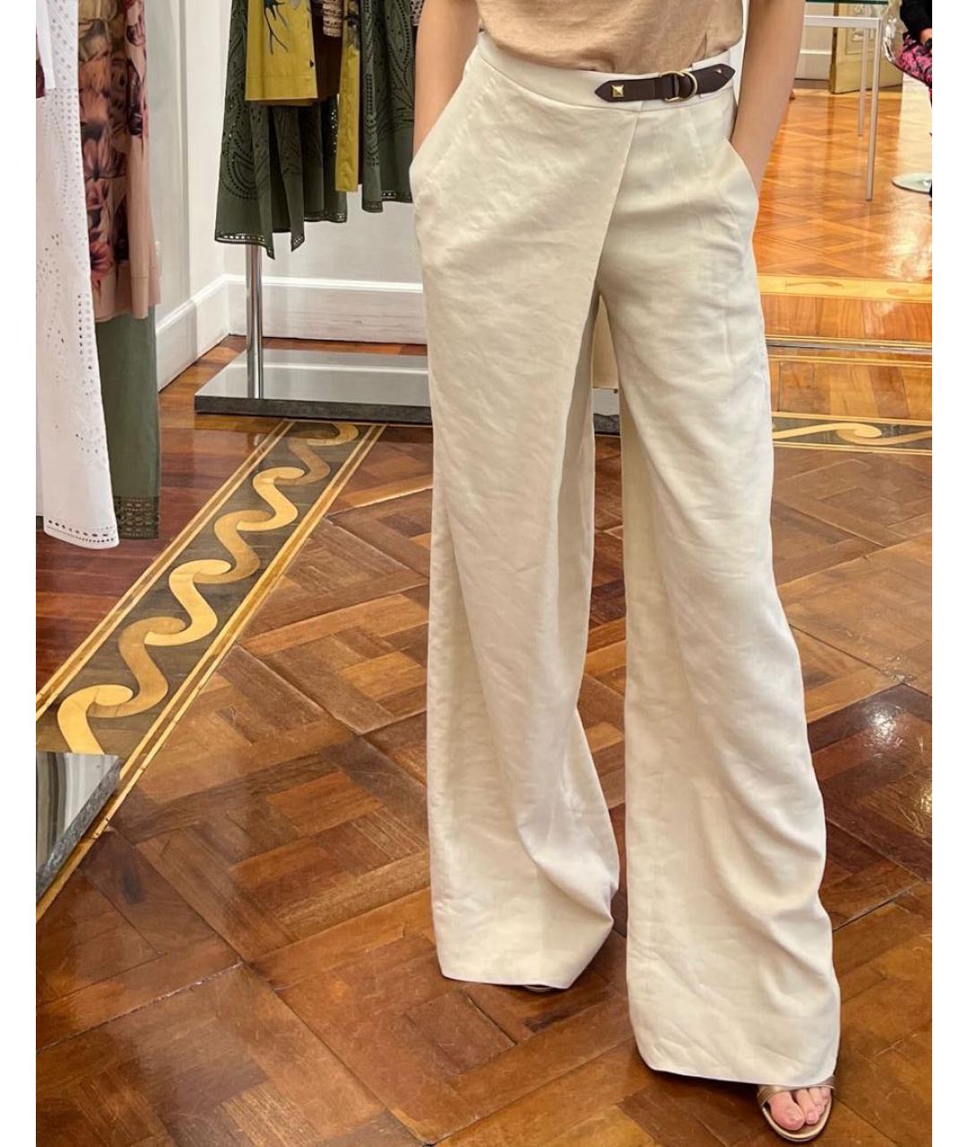 ALBERTA FERRETTI Бежевые вискозные брюки широкие, фото 5