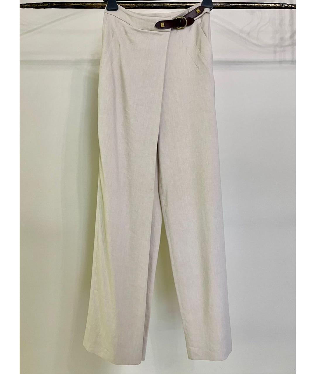 ALBERTA FERRETTI Бежевые вискозные брюки широкие, фото 6