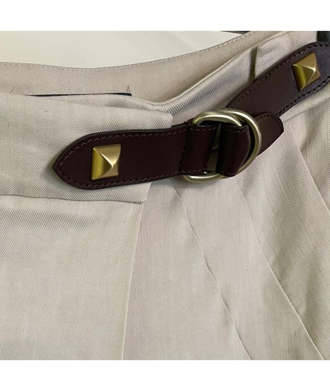 ALBERTA FERRETTI Бежевые вискозные брюки широкие, фото 3