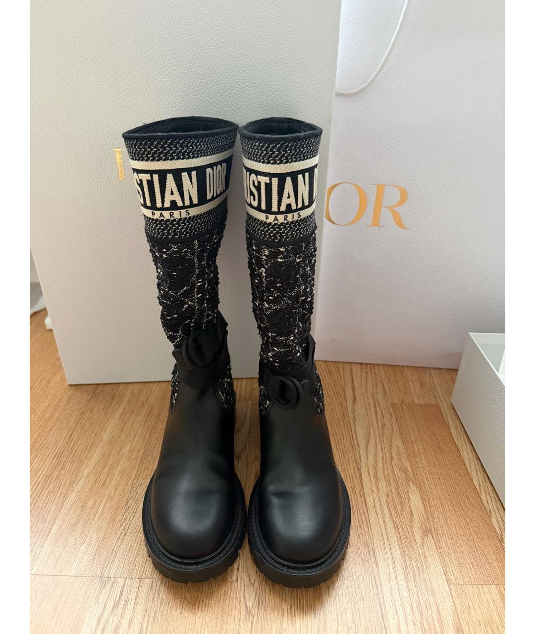 CHRISTIAN DIOR Черные текстильные сапоги, фото 2