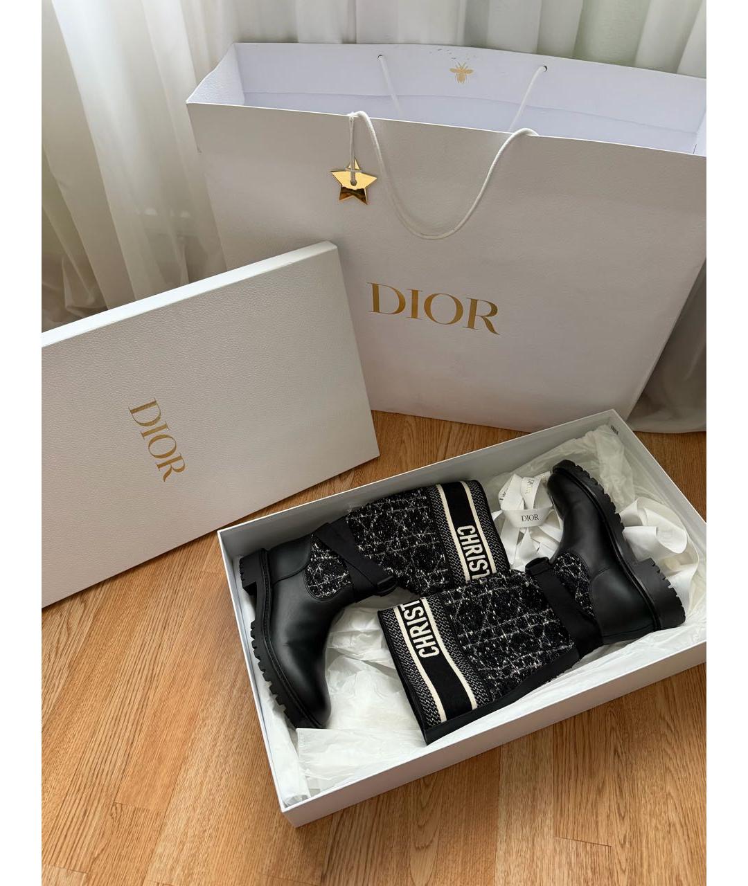 CHRISTIAN DIOR Черные текстильные сапоги, фото 6