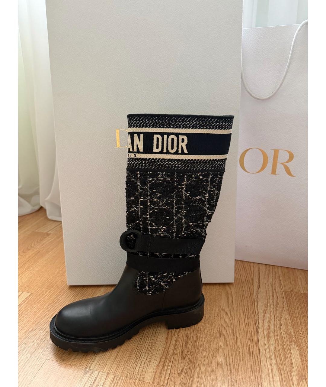 CHRISTIAN DIOR Черные текстильные сапоги, фото 9