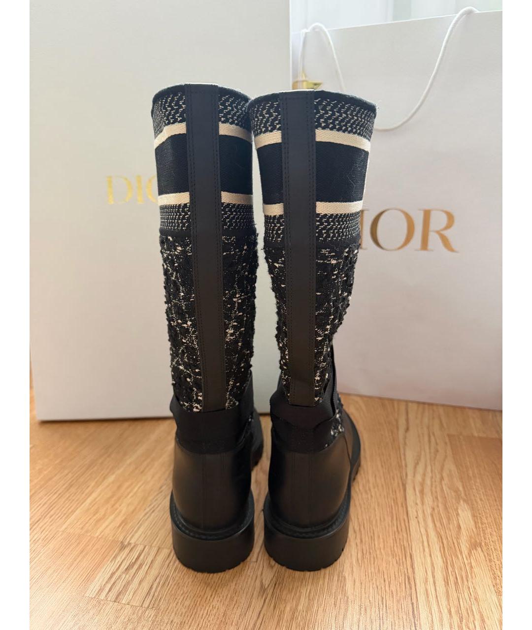 CHRISTIAN DIOR Черные текстильные сапоги, фото 4