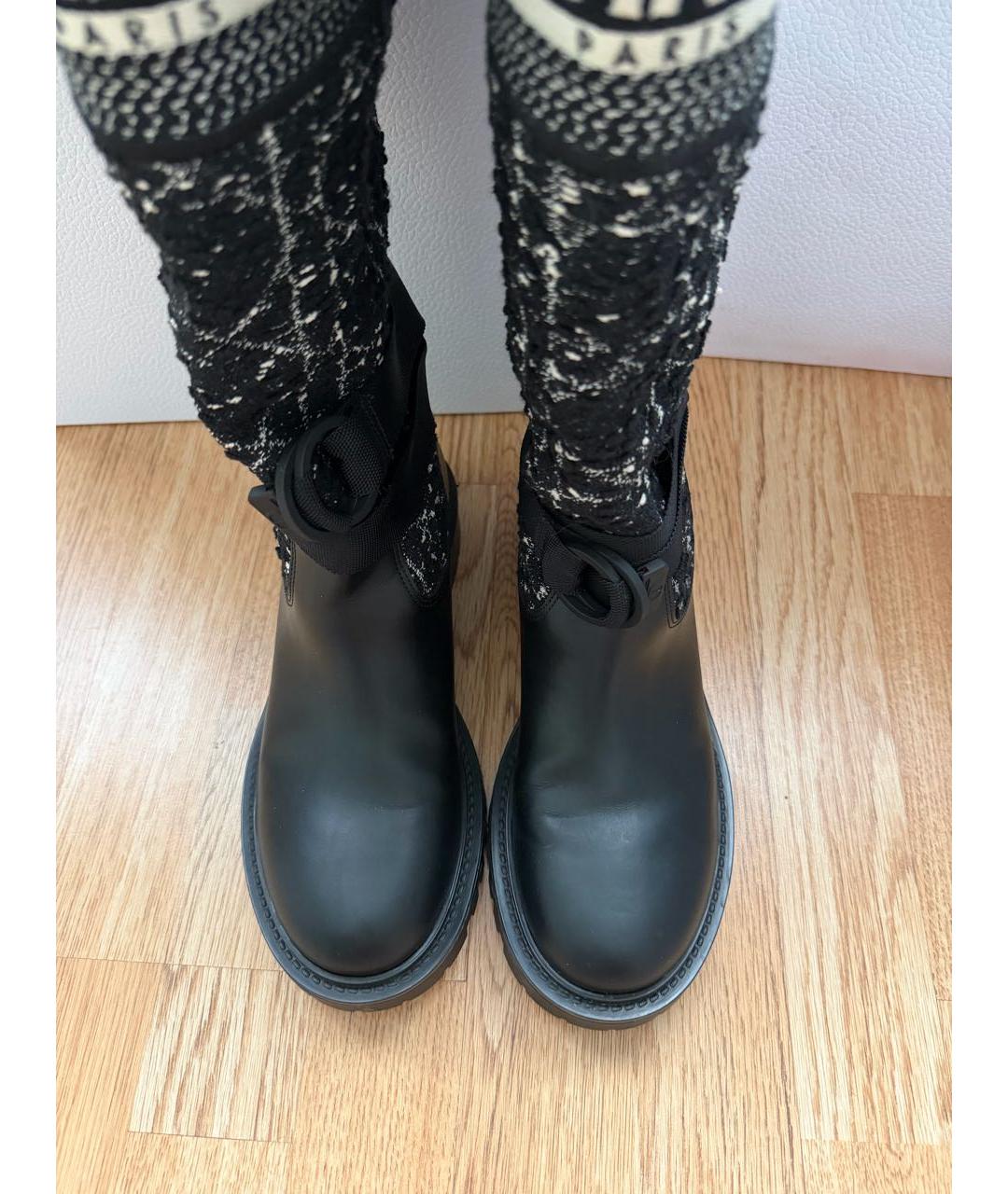 CHRISTIAN DIOR Черные текстильные сапоги, фото 3