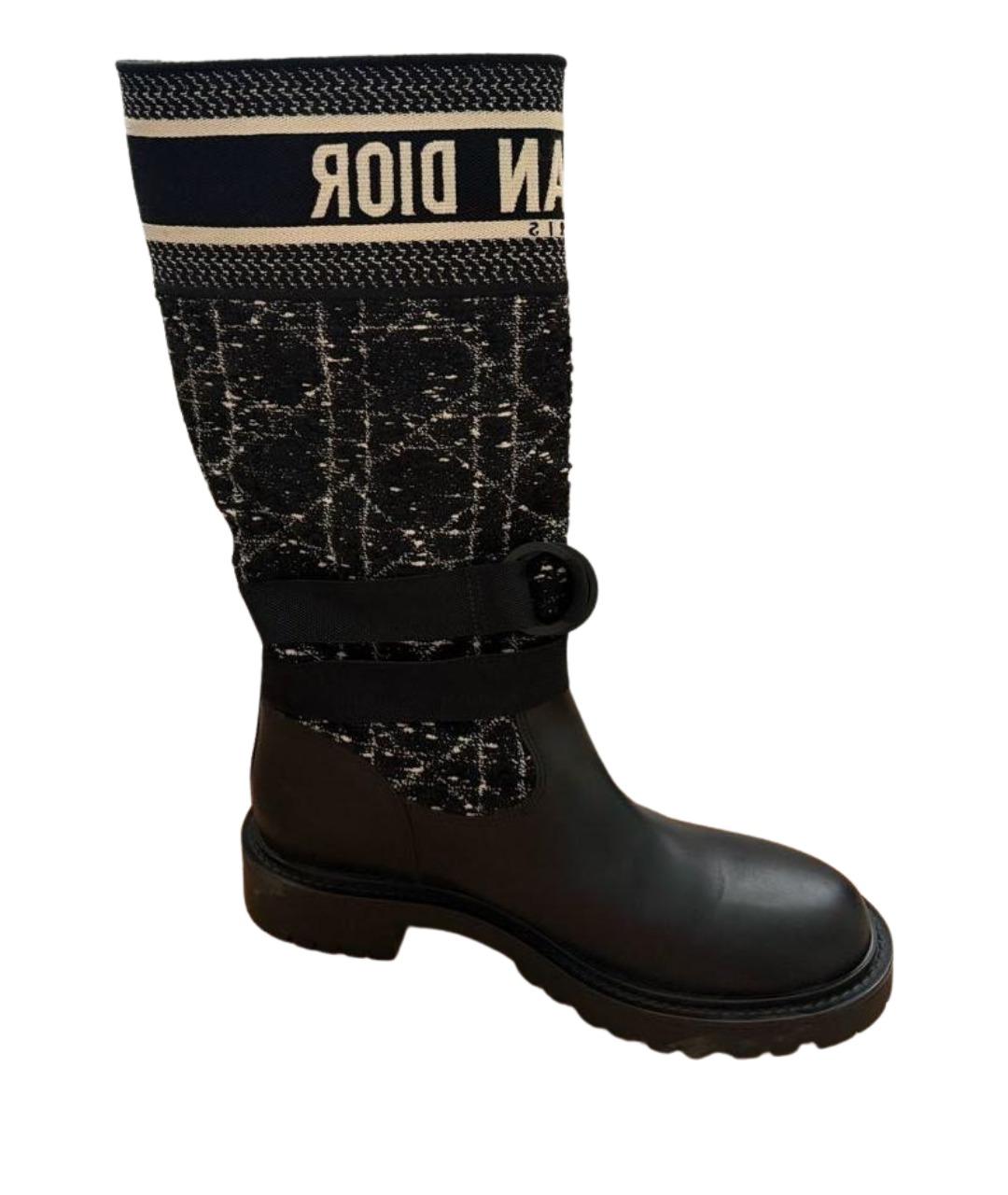 CHRISTIAN DIOR Черные текстильные сапоги, фото 1