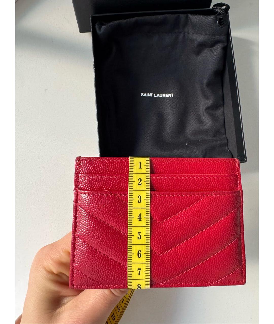 SAINT LAURENT Красный кожаный кардхолдер, фото 8