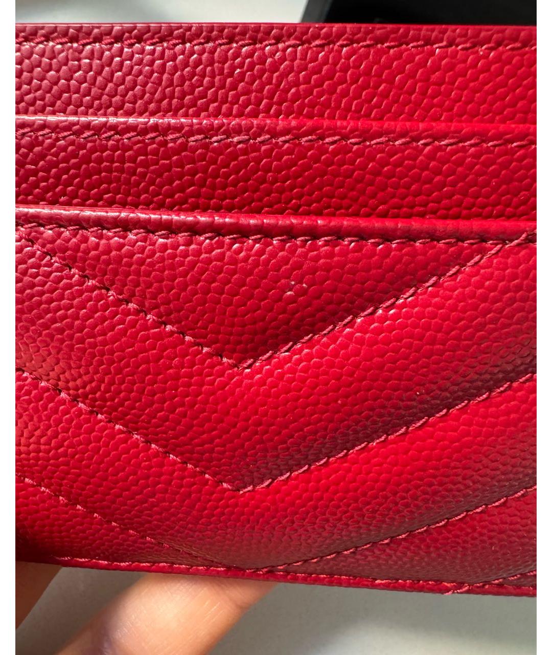 SAINT LAURENT Красный кожаный кардхолдер, фото 7