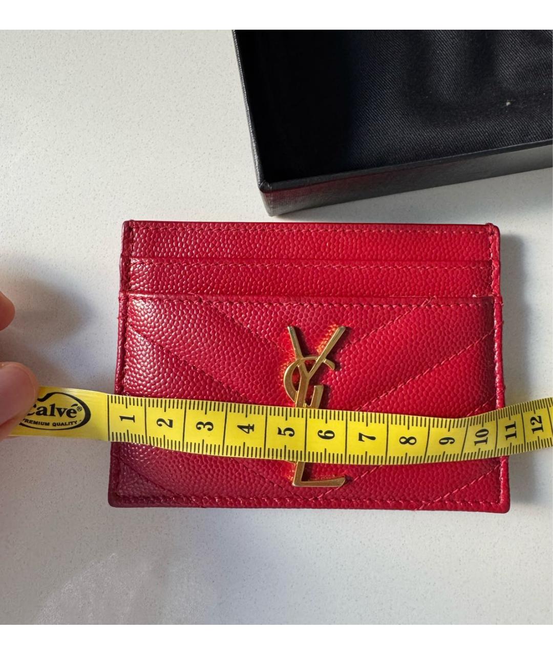 SAINT LAURENT Красный кожаный кардхолдер, фото 5