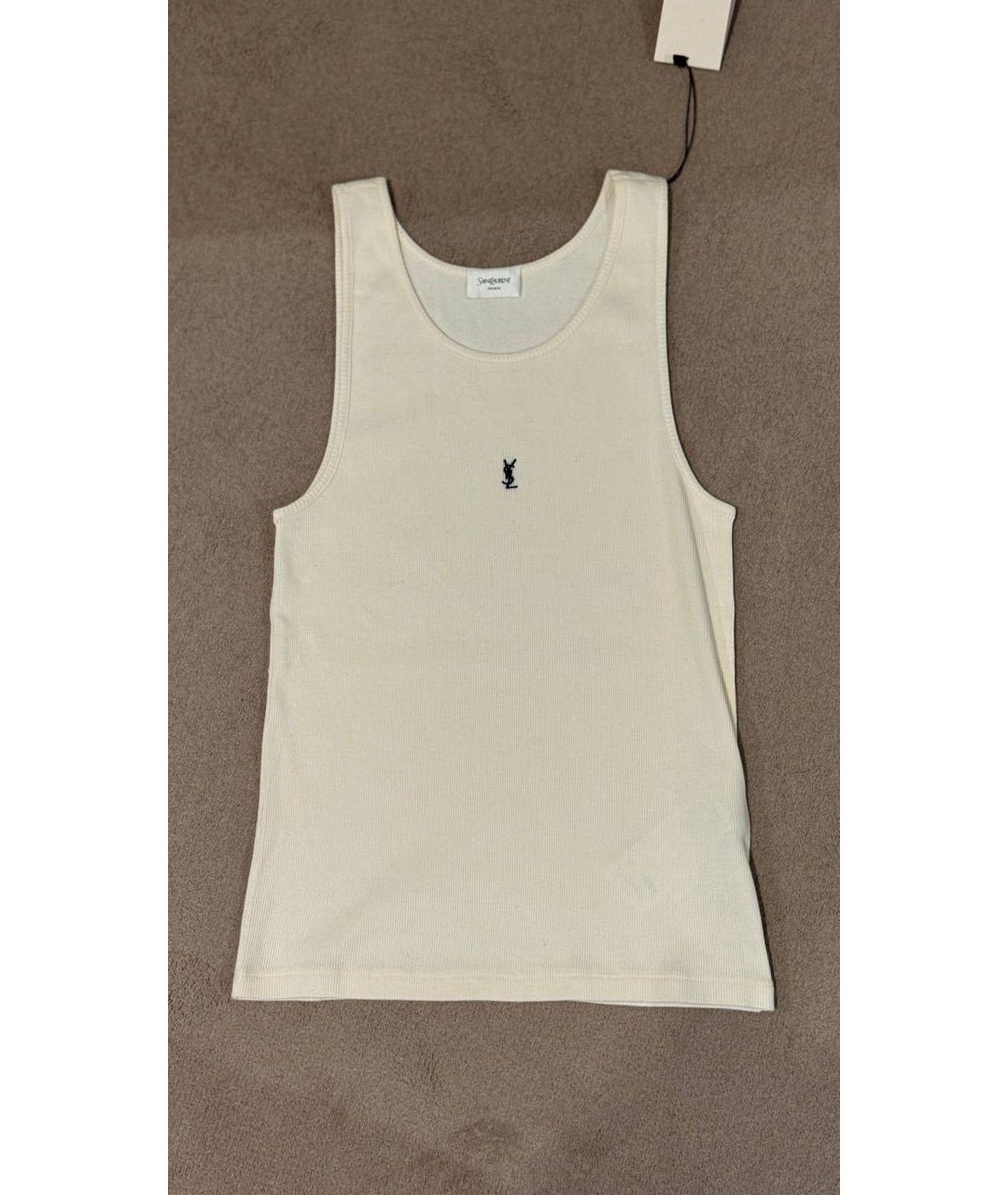 SAINT LAURENT Белая хлопковая майка, фото 8