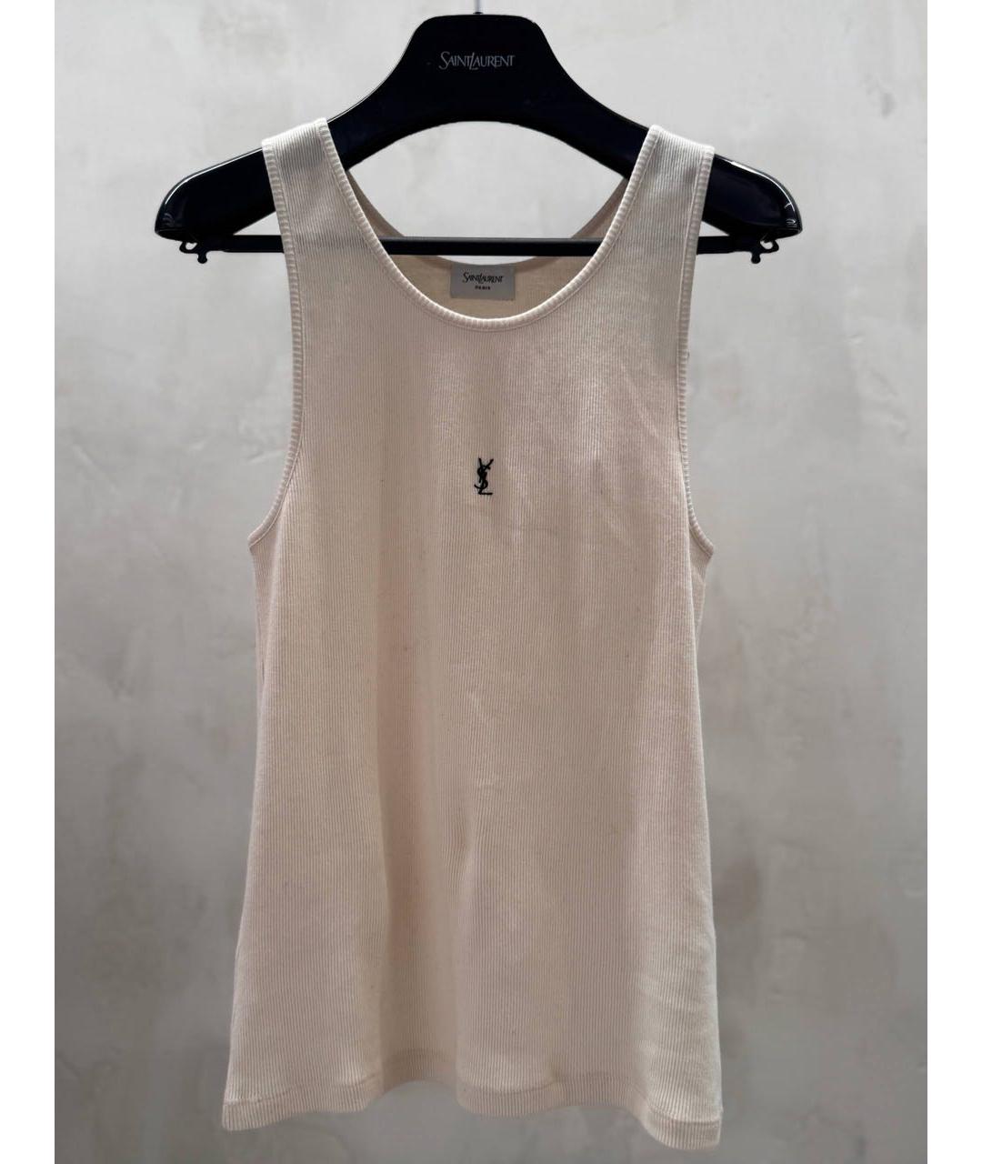 SAINT LAURENT Белая хлопковая майка, фото 6