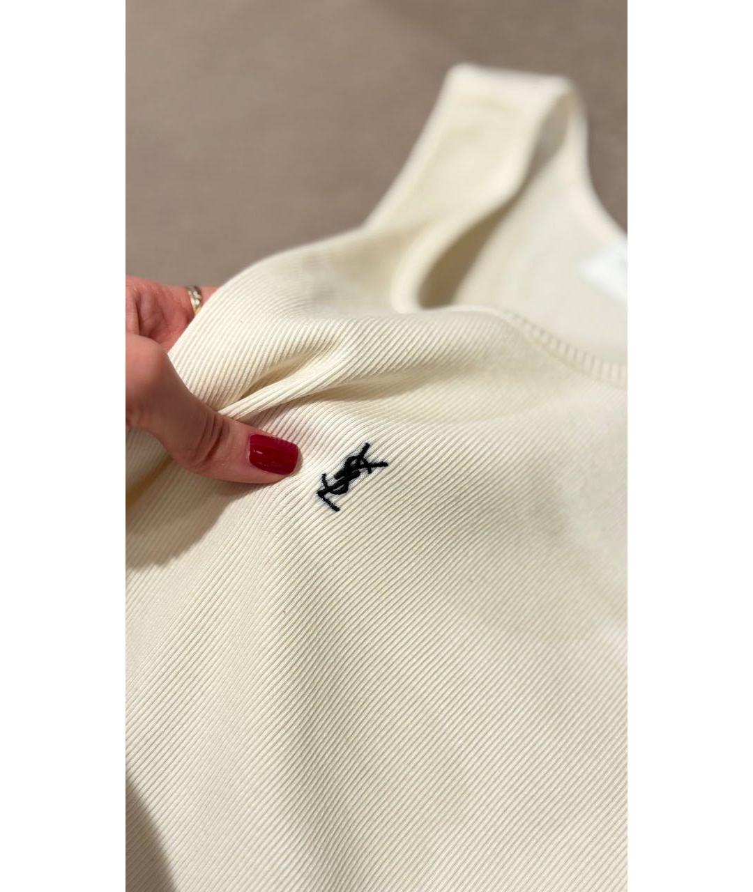 SAINT LAURENT Белая хлопковая майка, фото 7