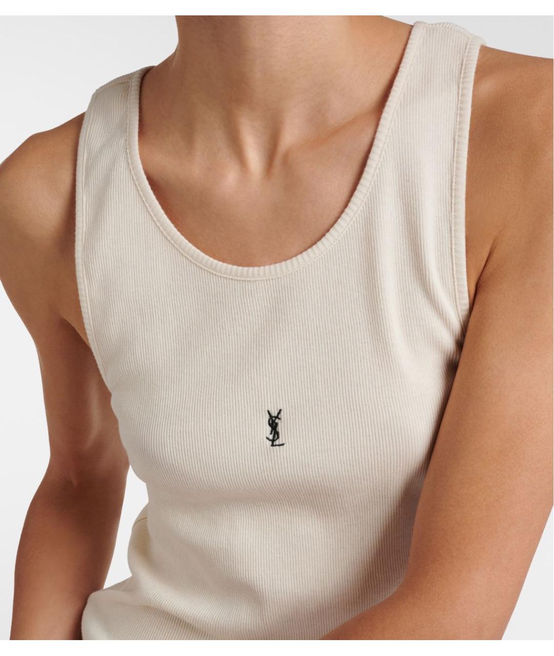 SAINT LAURENT Белая хлопковая майка, фото 5