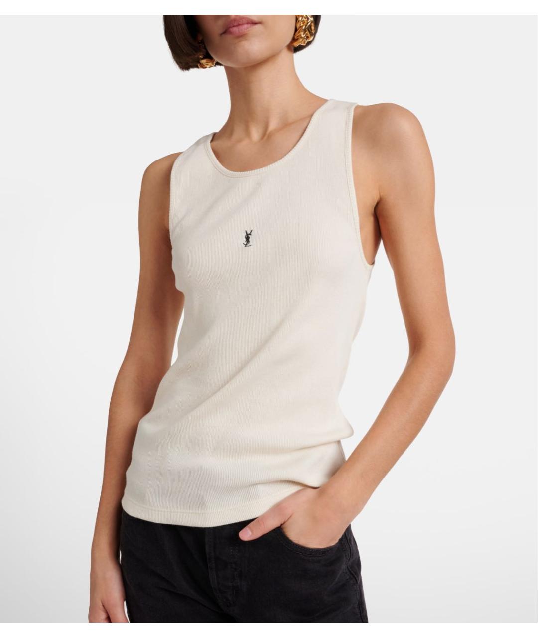 SAINT LAURENT Белая хлопковая майка, фото 4