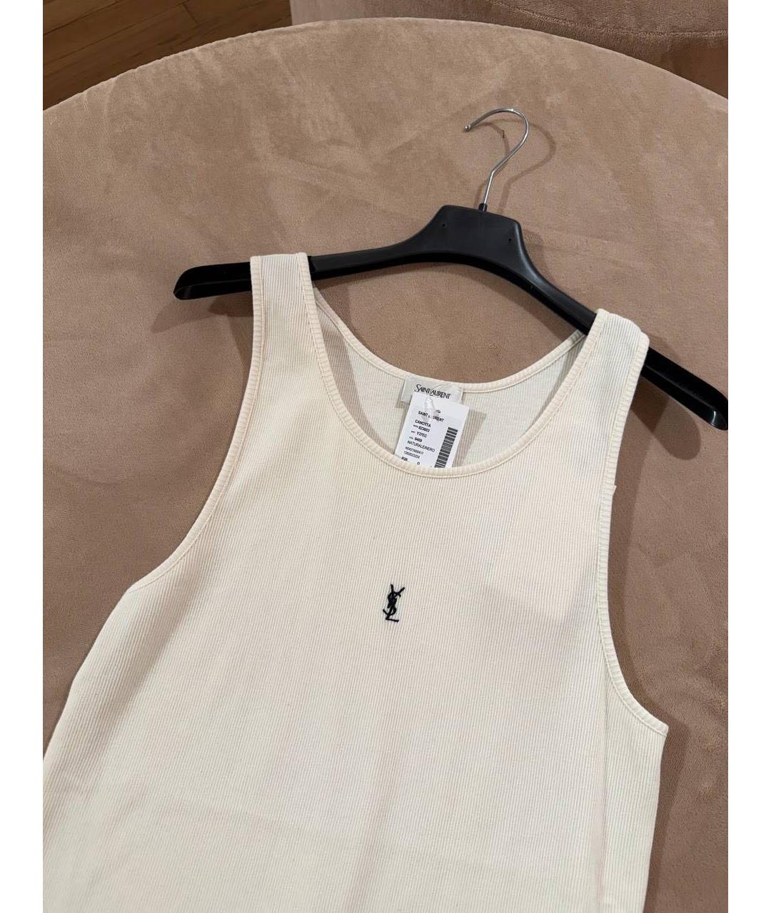 SAINT LAURENT Белая хлопковая майка, фото 3
