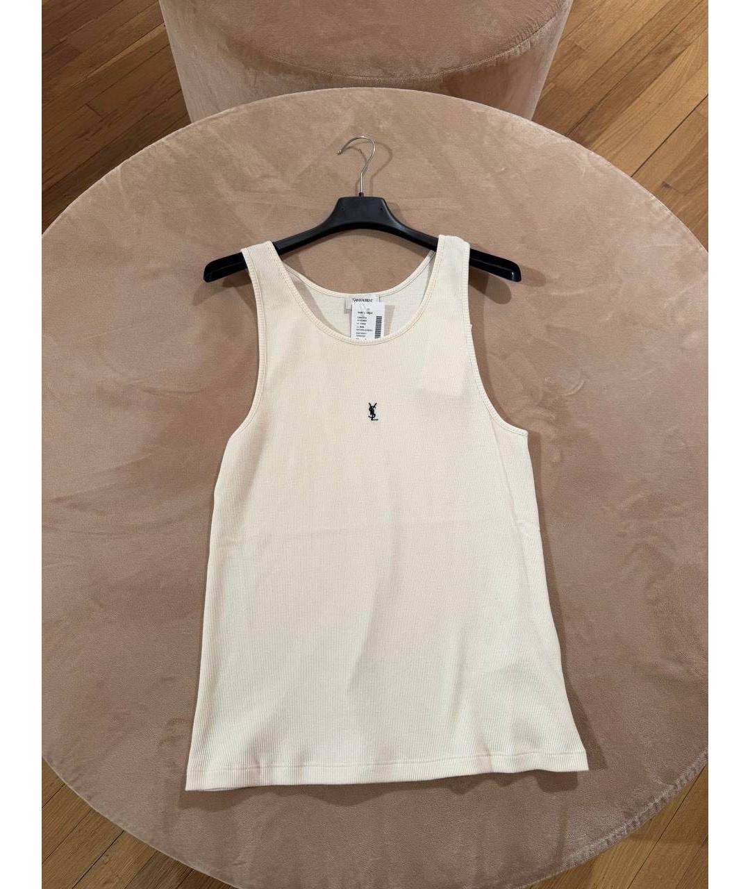 SAINT LAURENT Белая хлопковая майка, фото 2