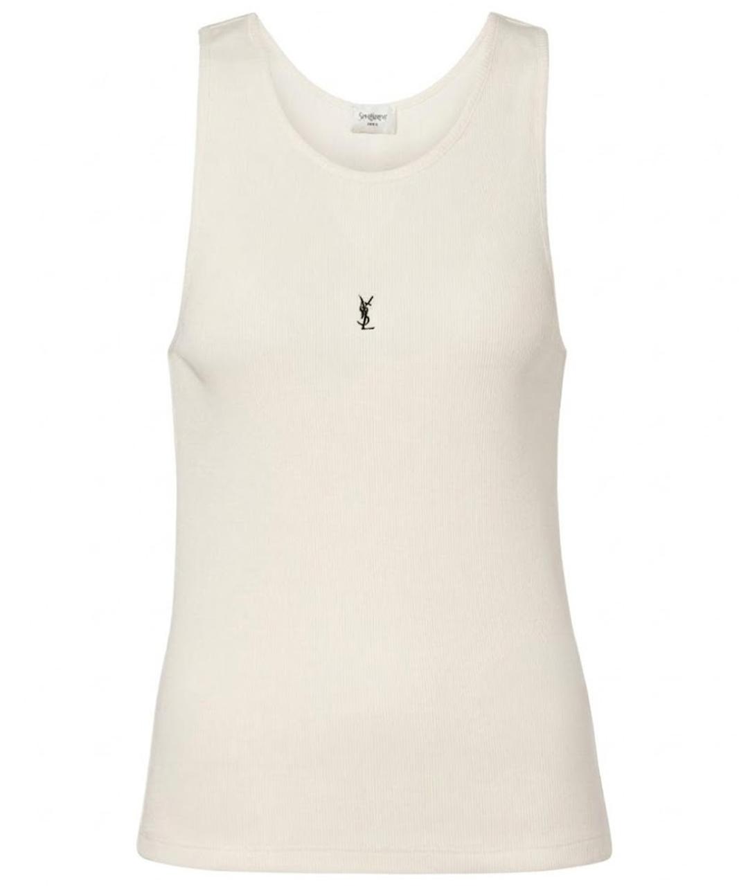 SAINT LAURENT Белая хлопковая майка, фото 1