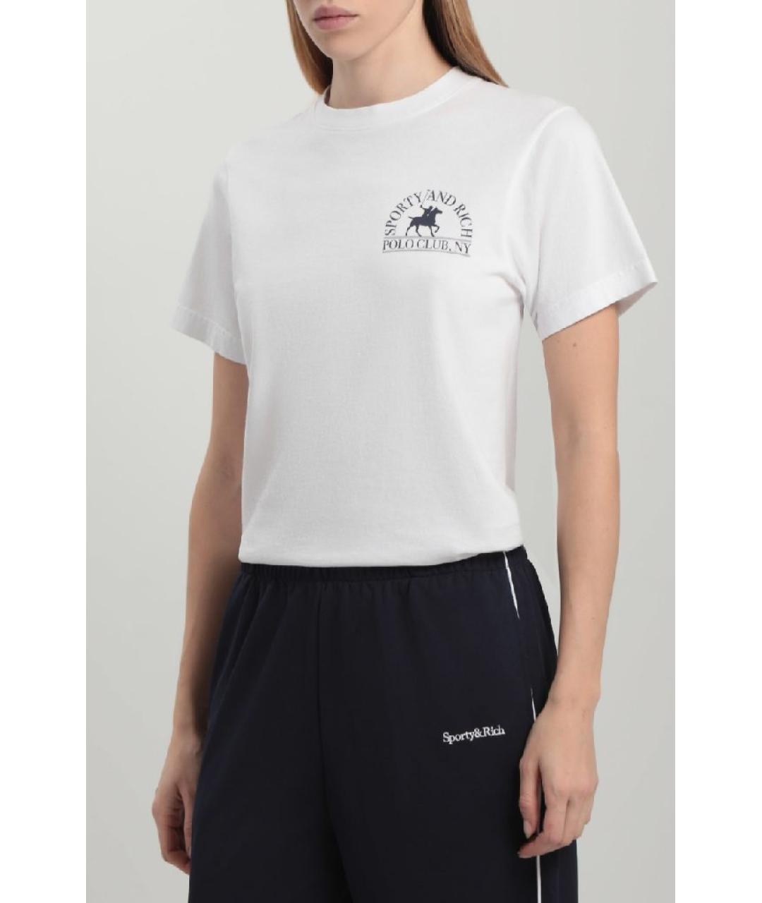 SPORTY AND RICH Белая хлопковая футболка, фото 4