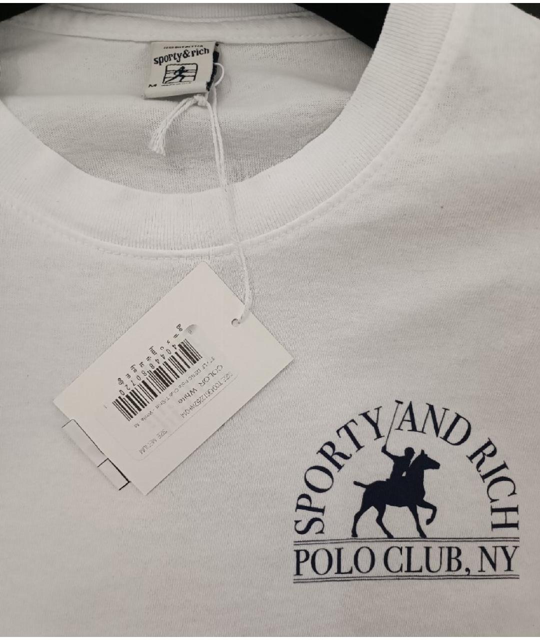 SPORTY AND RICH Белая хлопковая футболка, фото 3