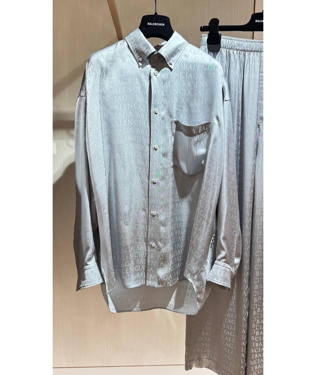 BALENCIAGA Голубой шелковый костюм с брюками, фото 3