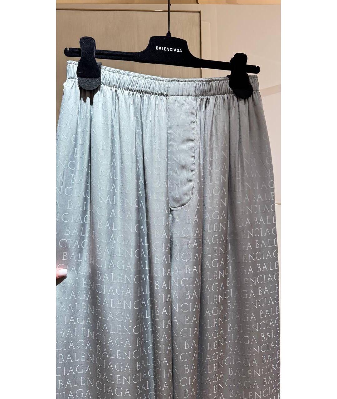 BALENCIAGA Голубой шелковый костюм с брюками, фото 5