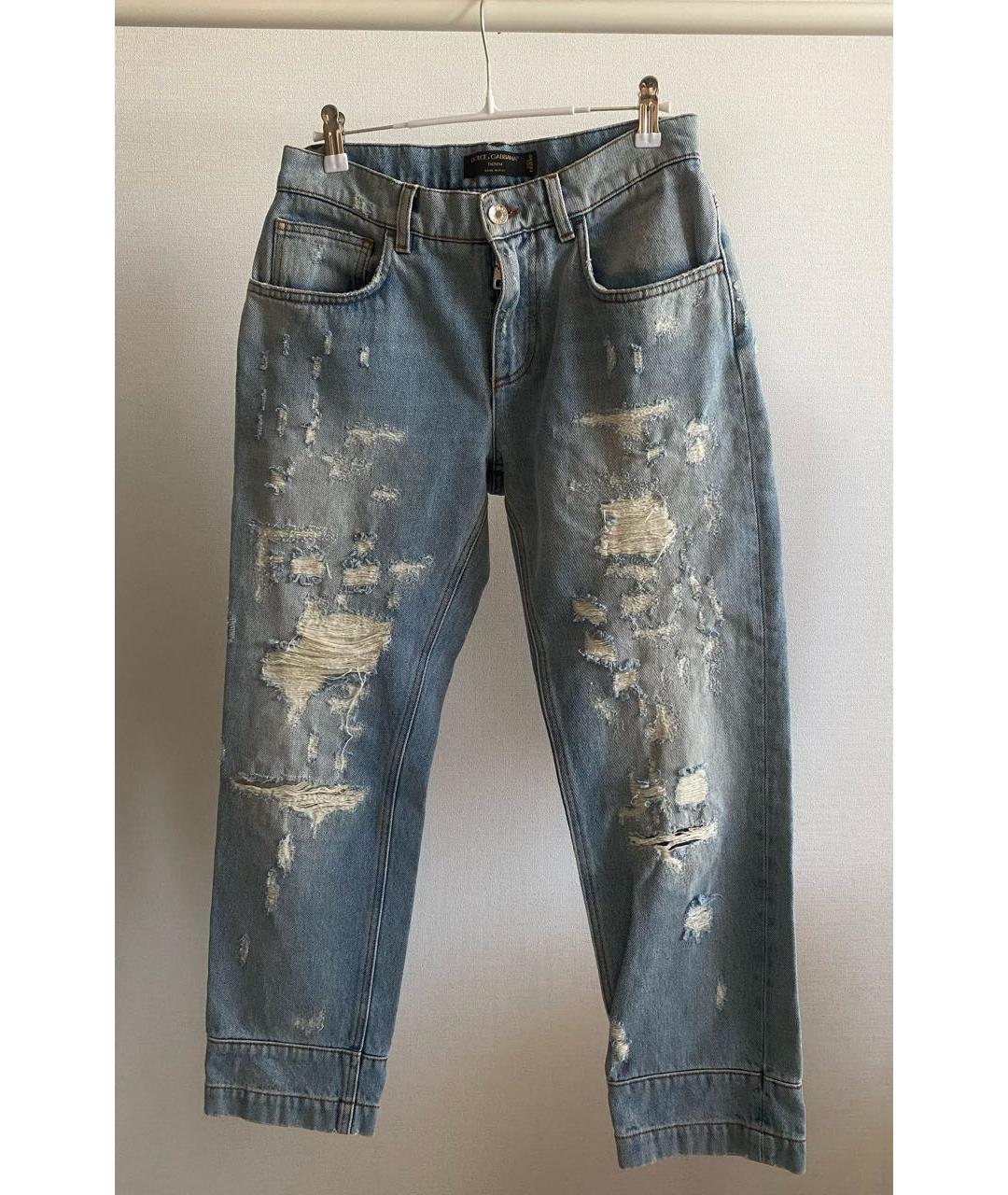 DOLCE&GABBANA Голубые хлопковые джинсы слим, фото 5