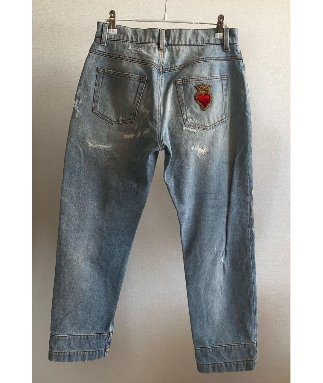 DOLCE&GABBANA Голубые хлопковые джинсы слим, фото 2