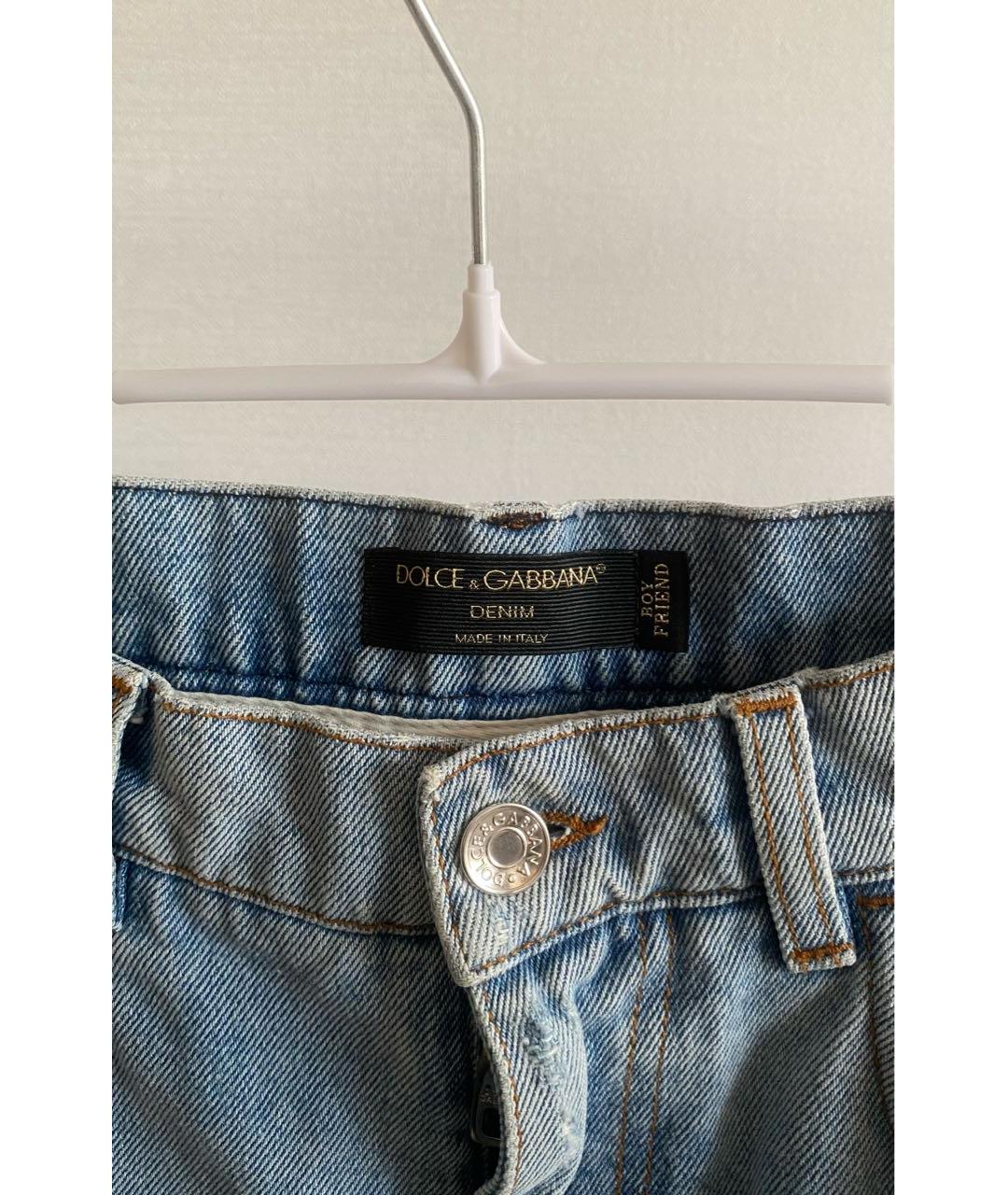 DOLCE&GABBANA Голубые хлопковые джинсы слим, фото 3