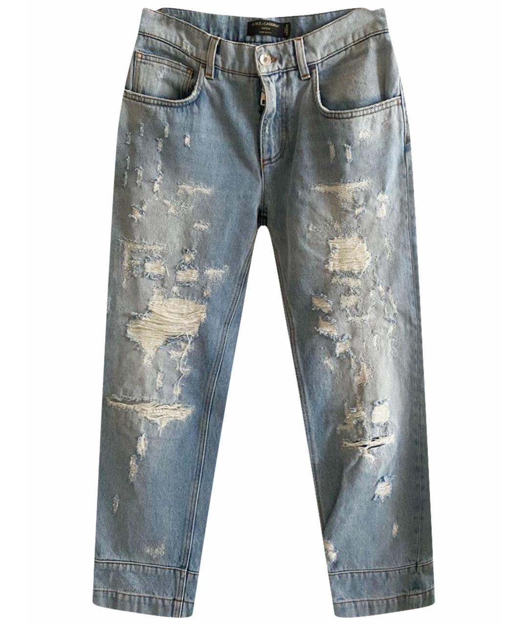 DOLCE&GABBANA Голубые хлопковые джинсы слим, фото 1