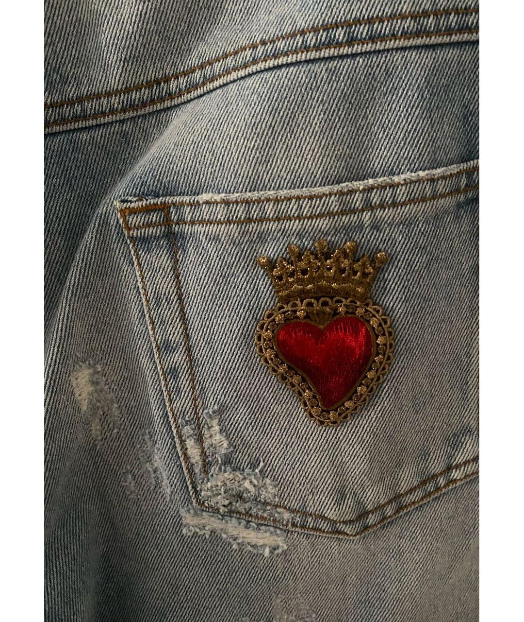 DOLCE&GABBANA Голубые хлопковые джинсы слим, фото 4