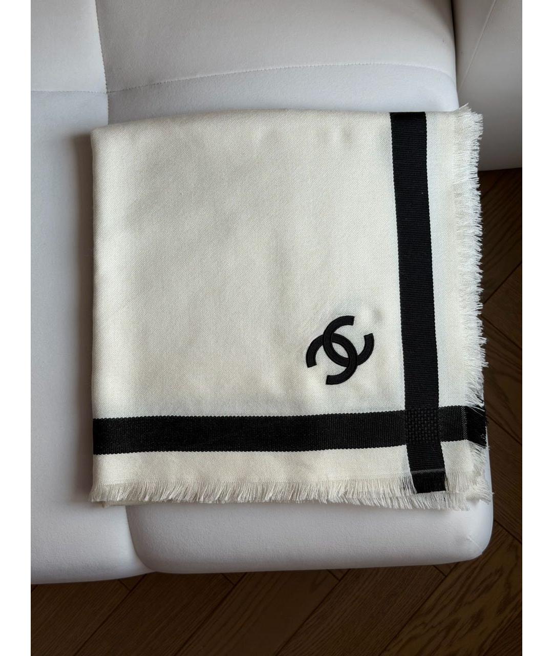 CHANEL Бежевый кашемировый платок, фото 7
