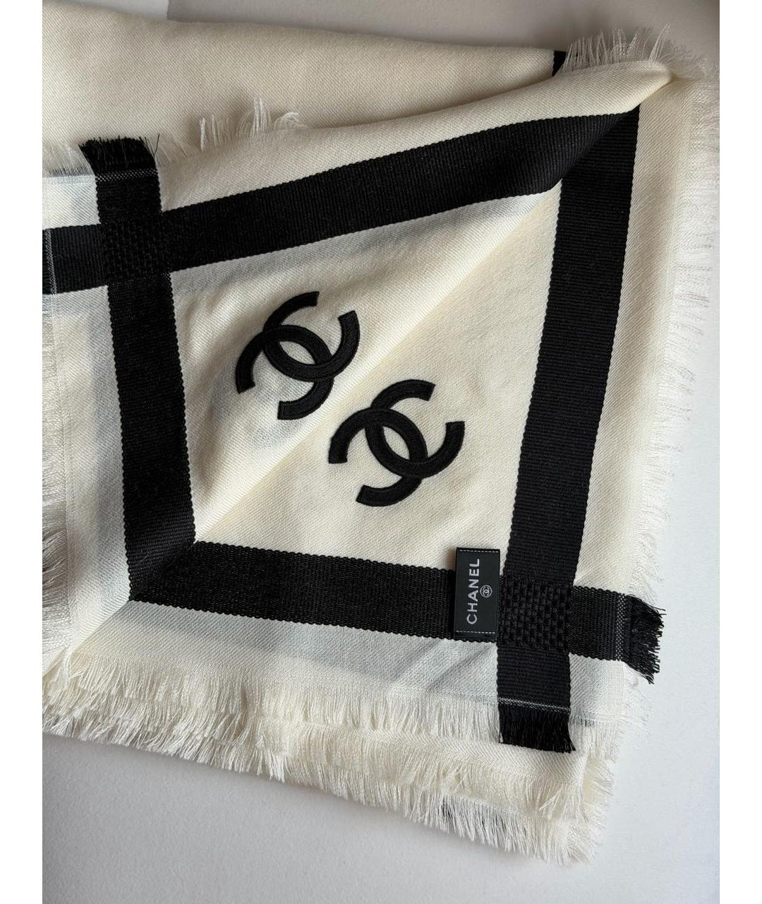 CHANEL Бежевый кашемировый платок, фото 4