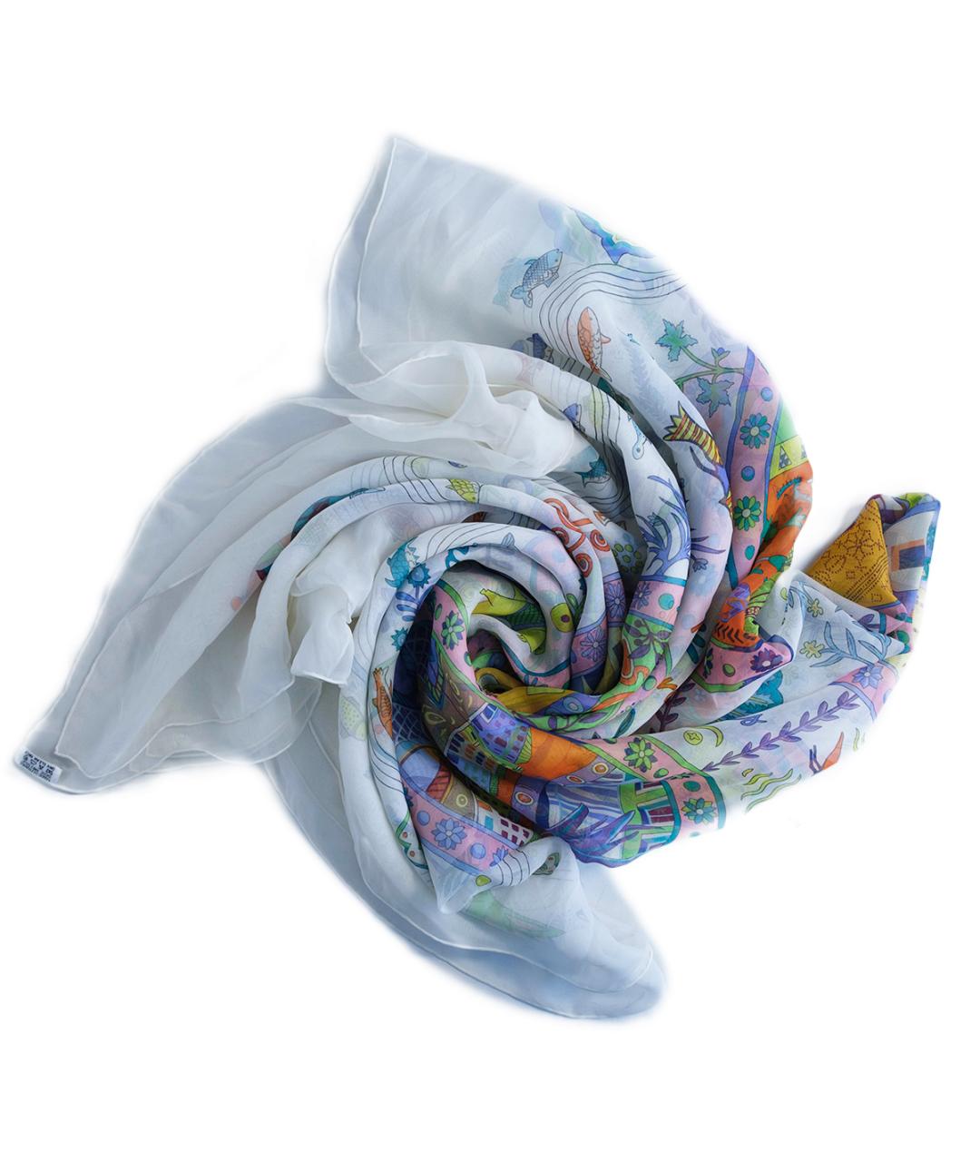 HERMES Мульти шелковый платок, фото 2