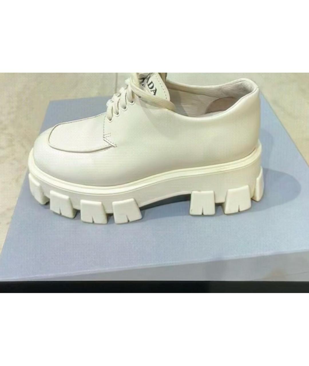 PRADA Белые кожаные брогги и оксфорды, фото 5
