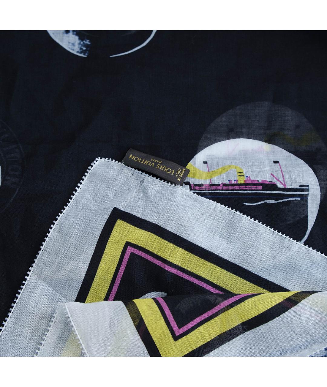 LOUIS VUITTON Черный хлопковый платок, фото 3