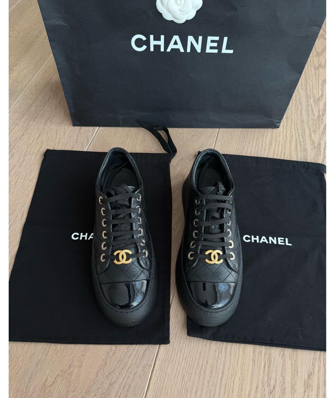CHANEL Черные кожаные кеды, фото 3
