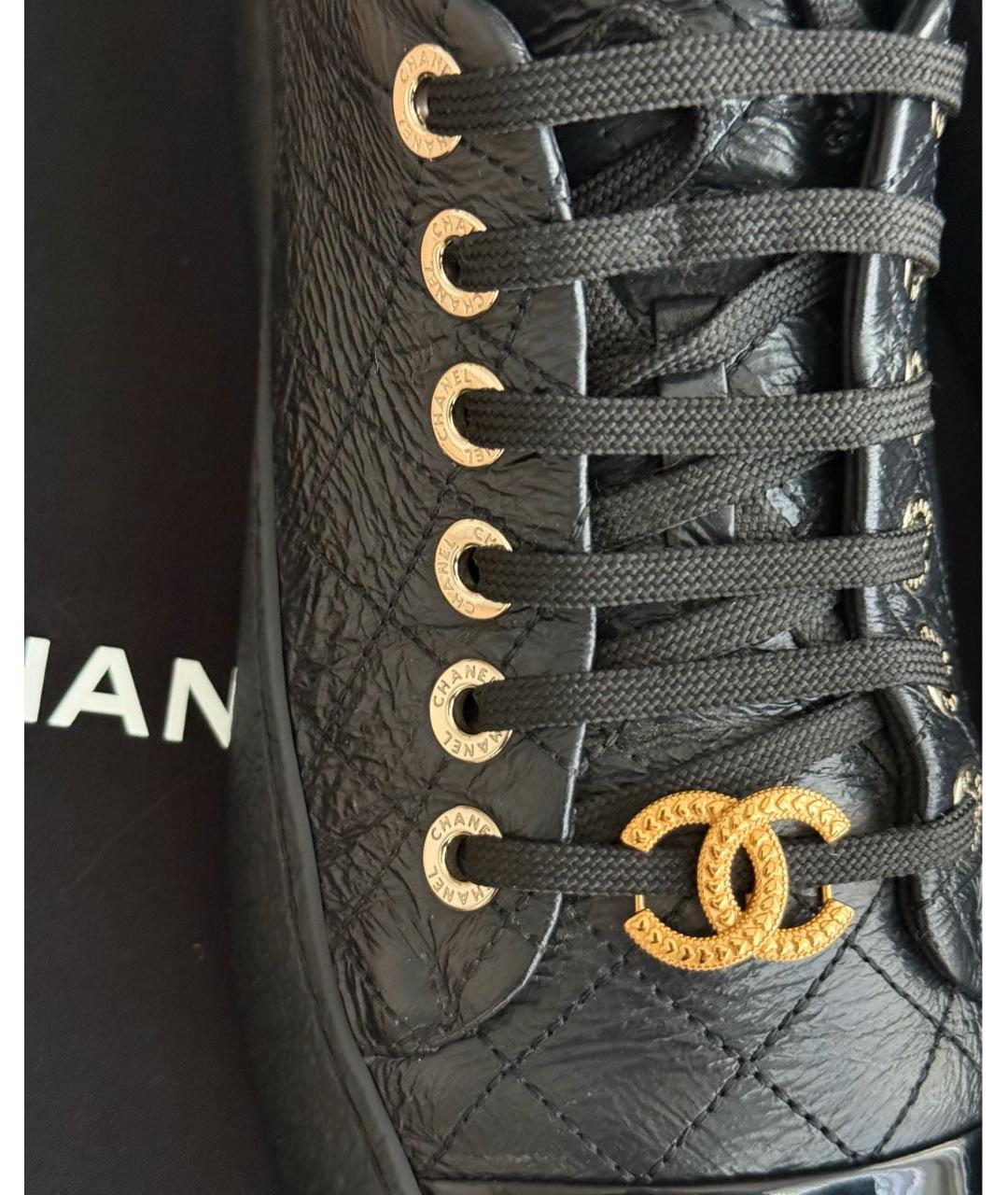 CHANEL Черные кожаные кеды, фото 4