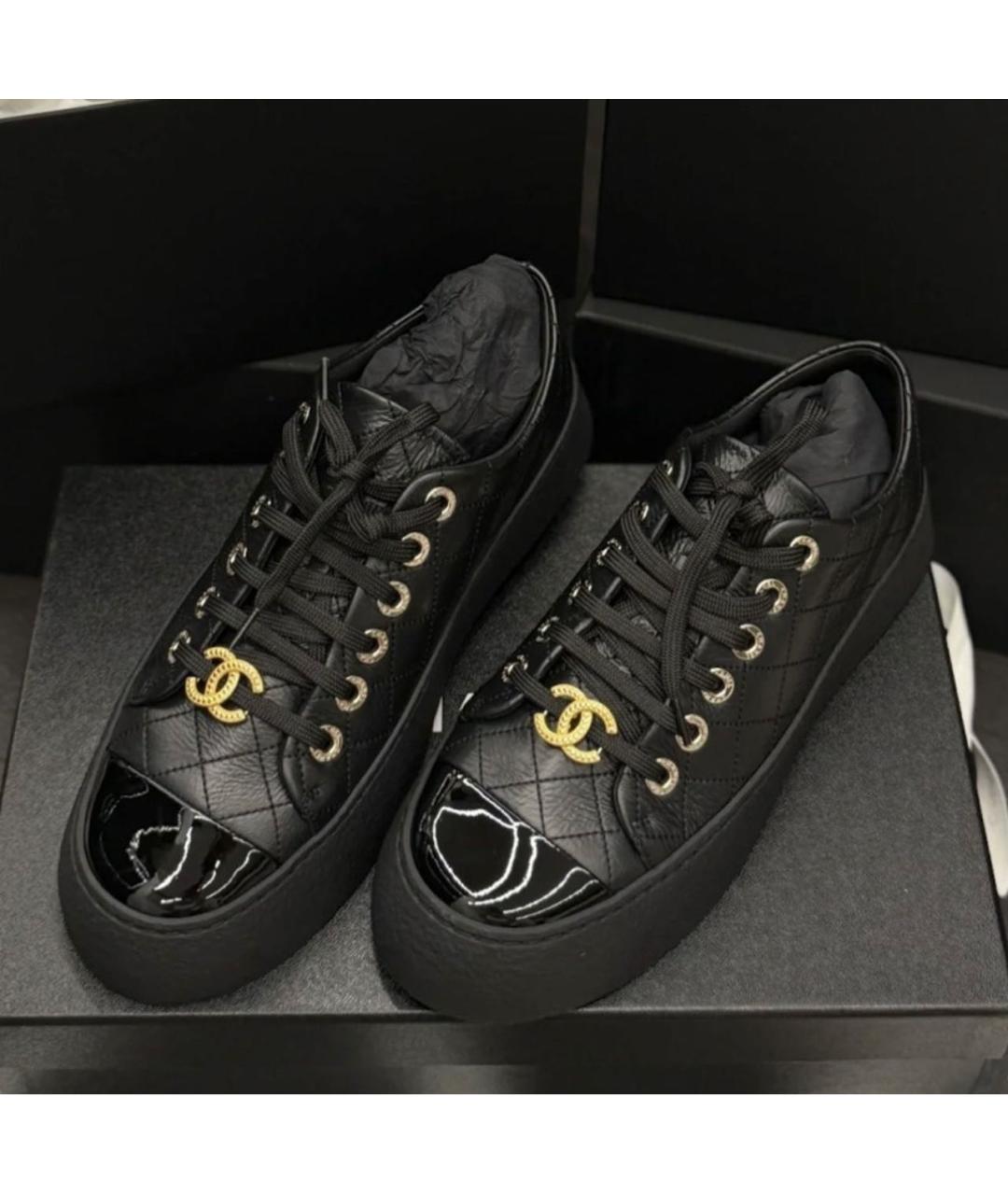 CHANEL Черные кожаные кеды, фото 2