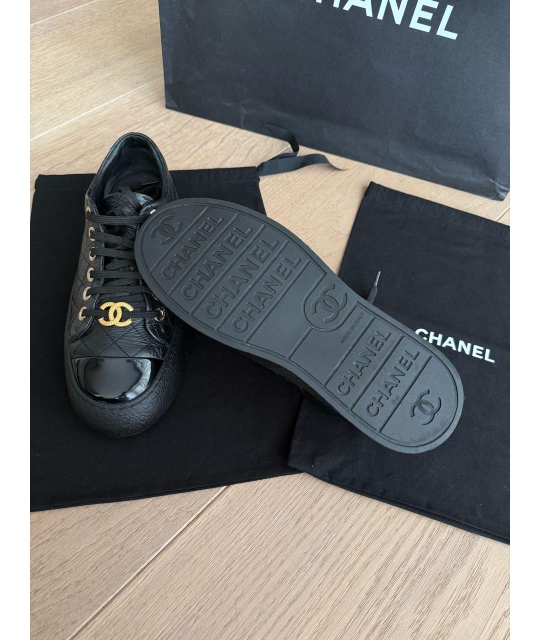 CHANEL Черные кожаные кеды, фото 6